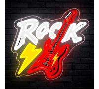 Rock and Roll Neon Sign,Music Guitar LED Neon Light for Wall Decor
