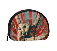 rock and roll Printed Mini Coin Pouch, Shell Shape Zip Around Wallet, Small Zipper Pouch for Cash, Cards, Keys, Lipstick, Storage Pouch, Travel Organizer