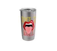 Rock and Roll Red Lips Tongue Sticking Out Vintage Pop Art Stainless Steel Insulated Tumbler