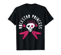 Rock and Roll Shirt Rockstar Princess Rocker T-Shirt Black Guitar Graphics Classic Fit S