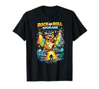 Rock and Roll Spokane Space Cat UFO Guitar Bigfoot T-Shirt
