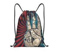 Rock and Roll Title: Lightweight Drawstring Duffel Bag â€“ Water-Resistant Foldable Gym Sack with Adjustable Shoulder Strap, Ideal for Sports, Yoga, Travel and School