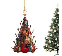Rock Around The Guitar Christmas Tree Decorations - Rock And Roll Christmas Decorations Guitar Decorations, Guitar Musical Instrument Decorations | Wooden Guitar Musical Instrument Ornament Festive