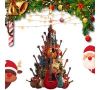 Rock Around The Guitar Christmas Tree Ornament,Vintage Christmas Tree Ornament: Acoustic Guitar Xm/as Bauble for Music Lovers-Festive Chr/istmas Decorations, Xm/as Gifts, Home Christm/as Tr/ee Decor