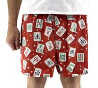 ROCK ATOLL Men's Bright Bold Funny Novelty Print Cotton Boxer Shorts Underwear, Red Mahjong Print, XXL