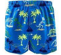 ROCK ATOLL Men's Traditional Cotton Boxer Shorts in Fun Unusual Pattern & Bold Prints, Blue Dino Fossil Print, L