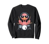 Rock Band Flamingo With Drumsticks Headphones Sweatshirt
