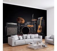 Rock Band Photo Mural - 150 x 105 cm Non-Woven Premium Fleece Wall Mural - High Definition Art Print Teen Bedroom Game Room Decoration Environmental Friendly Music Culture Photo Wallpaper