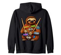 Rock Band Punk Metal Drummer Sloth Zip Hoodie