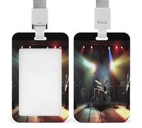 Rock Band Stage ID Badge Holder Waterproof Card Protector Push-Pull Slot Work ID Card Holder with Lanyard Personalized Detachable Card Holders for Office Corporate Use