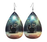 Rock Band Stage Leather Earrings Dangle Drop Earring Lightweight Teardrop Earrings Vintage Bohemian Earring for Women Christmas Birthday Gift Fashion Jewelry