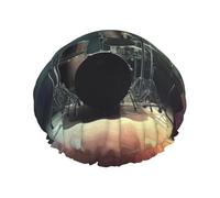 Rock Band Stage Shower Cap for Women Men Large Reusable Shower Bonnet Double-Layer Waterproof Bath Caps Elastic Band Hair Hat for All Hairstyles, Travel-Friendly