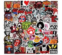 Rock Band Stickers 104 pcs Pack, Heavy Metal Punk Music Vinyl Stickerbomb for Scrapbook Skateboard Guitar Suitcase Scooter Bike Motorcycle Car