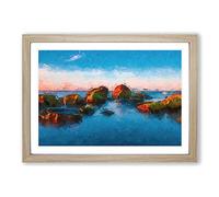 Rock Beach in Helsinki Finland in Abstract Framed Print | A2 Oak Framed Wall Art | Ready to Hang | Abstract Beach Picture | Living Room Bedroom Lounge Office