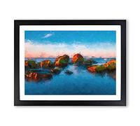 Rock Beach In Helsinki Finland In Abstract Modern Art Framed Wall Art Print, Ready to Hang Picture for Living Room Bedroom Home Office Décor, Black A4 (34 x 25 cm)