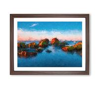 Rock Beach In Helsinki Finland In Abstract Modern Art Framed Wall Art Print, Ready to Hang Picture for Living Room Bedroom Home Office Décor, Walnut A2 (64 x 46 cm)