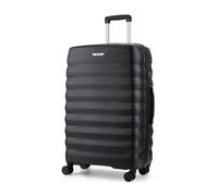 Rock Berlin Large 87L Hard Shell Suitcase - Black | Hard-Wearing ABS - Telescopic Handle - 360 Swivel 8 Wheels - Integrated TSA Lock - Mesh Divider Section - 77x50x28cm - 4.2kg