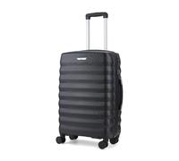 Rock Berlin Medium 59L Hard Shell Suitcase - Black | Hard-Wearing ABS - Telescopic Handle - 360 Swivel 8 Wheels - Integrated TSA Lock - Mesh Divider Section - 66x44x26cm - 3.3kg