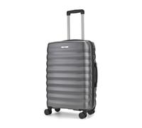 Rock Berlin Medium 59L Hard Shell Suitcase - Charcoal | Hard-Wearing ABS - Telescopic Handle - 360 Swivel 8 Wheels - Integrated TSA Lock - Mesh Divider Section - 66x44x26cm - 3.3kg