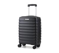 Rock Berlin Small 35L Hard Shell Suitcase - Black | Hard-Wearing ABS - Telescopic Handle - 360 Swivel 8 Wheels - Integrated TSA Lock - Cabin Luggage - 55x38x22cm - 2.3kg