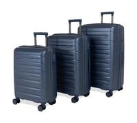 Rock Brisbane Set of 3 Hard Shell Suitcases - Navy | Strong PP Hard Shell - Small, Medium & Large - Expandable - Telescopic Handle - 360° Spinner 8 Wheels - TSA Lock - 10.98kg