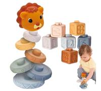 Rock Building Blocks, Stacking Block Set - Animal Shaped Colorful Sorting Blocks,Multi-functional Educational Learning Committee for Table Building Table For,