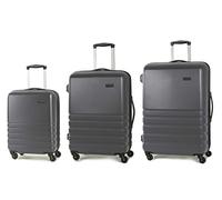 Rock Byron Hardshell Spinner Suitcase Set of 3 Charcoal (3pc Set: 55/64/74cm)