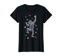 Rock Climber Indoor Wall Climbing Monkey Funny Climbers Value Graphic T-Shirt, Women, Black, XS