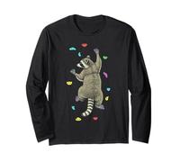 Rock Climber Indoor Wall Climbing Raccoon Funny Climbers Long Sleeve T-Shirt