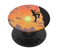 Rock Climber Silhouette At Sunset PopSockets Adhesive PopGrip