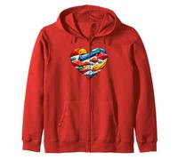 Rock Climbing And Bouldering Wall Heart Shape Zip Hoodie