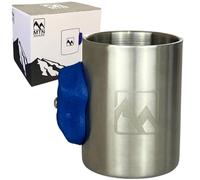 Rock Climbing Mug with Real Crimp Handle - 12oz Stainless Steel Pinch Hold Mug Climber Gift (Blue)