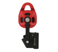 Rock Climbing Pulley 25KN One-way Lifting Tool with Ratchet Mechanism for Secure Ascending and Descending, Aluminum Alloy Lightweight Pulley for Outdoor Climbing and Rescue Operations(Red)