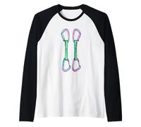 Rock Climbing quickdraws with Opposing Gates Raglan Baseball Tee