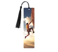 Rock Climbing Sports Metal Bookmarks Handmade Double-Sided Printed Book Marks Page Markers with Black Tassels Book Accessories Gift for Book Lovers Women Men