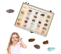 Rock Collection - Natural Rocks Minerals 8x7cm, Education Learning Kit, Specimen Identification Set, Mixed gemstonese Sample Display | Educational Crystal Stones Set For Kids Students Teachers Birthda