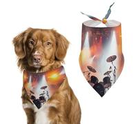 Rock Concert Stage Dog Bandana Triangle Dog Scarf Washable Polyester Dog Bibs Cute Pet Bandana for Medium Large Dogs Puppy and Cats