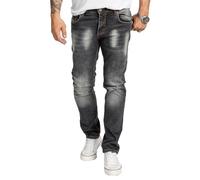 Rock Creek Men's Jeans Trousers Denim Stretch Regular Fit Jeans Stonewashed W29-W44, Rc-2404-Dark Grey, 34 W/30 L