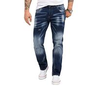 Rock Creek Men's Jeans Trousers Denim Stretch Regular Fit Jeans Stonewashed W29-W44, RC-3113-dark blue, 36 W/30 L