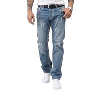 Rock Creek RC-2056 Men’s Designer Jeans, Trousers, Thick Stitching, Vintage Blue - Blue - W34