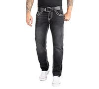 Rock Creek RC-2056 Men's Designer Jeans Trousers Thick Stitching Vintage Blue, Dark Grey - Rc-2169, 42 W/32 L
