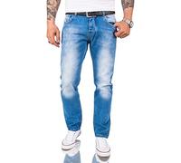 Rock Creek RC-2091 Men's Jeans Trousers Denim Blue Straight Cut Straight Leg, Light Blue - Rc-3101, 34 W/34 L
