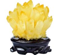 Rock Crystal Cluster Quartz Stone, Citrine Cluster with Base,Irregular Crystal Quartz Ornament Feng Shui Decor,About 400g