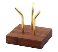 Rock Display Stand, 2.4x2.4x2.4 inch Metal Crystal Display Stand with Wooden Pedestal Base for Coral Quartz Fossil Pieces Gifts