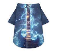 Rock Electric Guitar with Lightning Dog Shirt Soft Breathable Dog T-ShirtSummer Buttons Clothes Breathable Pet Apparel Daily Wear 3XL