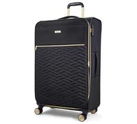 Rock Sloane Large Expandable Soft Shell Hold Suitcase in Black - Signature London Styling, 360 Swivel-Wheels, Telescopic Handle, Stylish Gold Accents & TSA Combination Lock - 79 x 47 x 33 cm 3.2KG