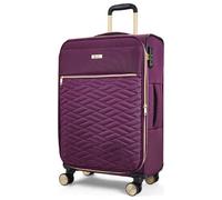 Rock Sloane Medium Expandable Soft Shell Hold Suitcase in Purple - Signature London Styling, 360 Swivel-Wheels, Telescopic Handle, Stylish Gold Accents & TSA Combination Lock - 67 x 41 x 30 cm 2.7KG