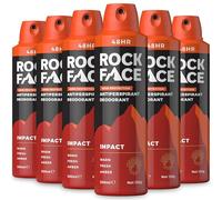 Rock Face Antiperspirant Deodorant for Men - Impact Ginger & Amber Scent, 200ml Spray, 48 Hour Protection, Non-Staining, Multipack of 6