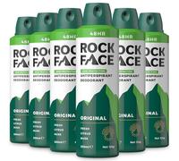Rock Face Antiperspirant Deodorant for Men - Original Fresh Citrus Scent, 200ml Spray, 48 Hour Protection, Non-Staining, Multipack of 6