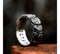 Rock Face Back Engraving Viking Runes Ring Stainless Steel Retro Wedding Ring-10